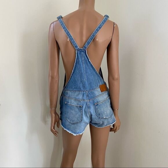 ZARA denim distressed short overall S - Picture 5 of 11